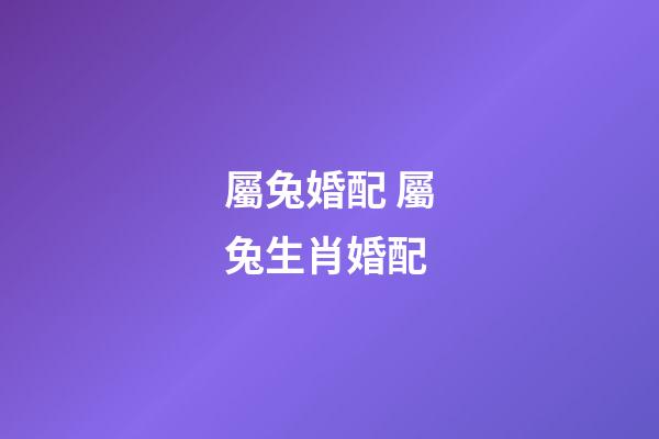 屬兔婚配 屬兔生肖婚配